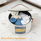 Samplife Hat Box,Hat Storage Box,Stackable Round Brim Hats Organizer Bag Container for Closet,Travel Hat Boxes for Women, Cowboy Hat Organizer, FoldableTravel Cap Boxes (03-White, 16.5" D x 10.5" H) - Image 6