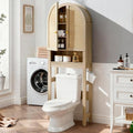 HMstone Over The Toilet Storage Cabinet, Arched Bathroom Organizer and Storage with Rattan Doors and Adjustable Shelf, Space-Saving Freestanding Bathroom Modern Storage Cabinet Over Toilet (Natural) by HMstone