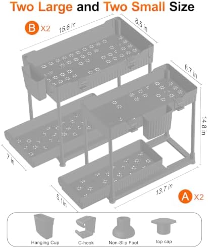 Sevenblue 4-Pack 2-Tier Under Sink Organizer with Pull Out Drawers - Image 2