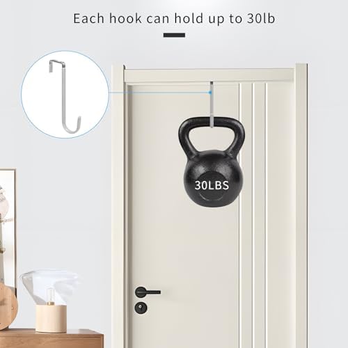 FYY Over the Door Hooks, Single-Hanger 4 Pack, Fits Doors 1.6" Silver - Image 4