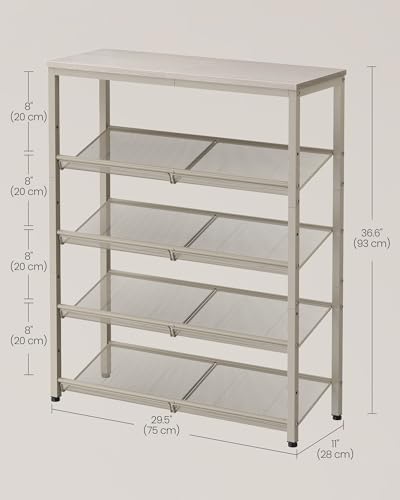 VASAGLE 5-Tier Shoe Rack, Adjustable, Freestanding - Image 3