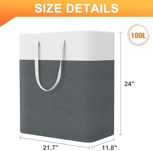 TasticTotes Laundry Basket 3-Pack, Laundry Hamper, 100L-Grey - Image 2