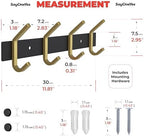 Coat Rack Wall Mount – Black and Gold Hook Rail with 4 Double Coat Hooks, 12 Inch Stainless Steel Wall Hooks for Entryway, Bathroom, Bedroom, Closet, Towel, Hat, Bag, Heavy Duty Organizer - Image 2