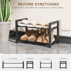 Expandable Shoe Rack, Heavy Duty Metal Shoe Organizer for Closet | 2Tier Heavy Duty Iron Adjustable Shoe Storage,Fits 12+ Pairs,Space-Saving,Non-Slip,Easy Assembly,For Doorway Entryway Bedroom - Image 2