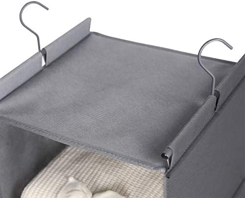 MAX Houser 4-Shelf Hanging Closet Organizer, Space Saver, Cloth Hanging Shelves with 2 Side Pockets, Foldable (Grey) | Foldable Fabric Hanging Shelves for Closet, Cloth Hanging Shelves with 2 sturdy hanging hooks, Small Space Saver - Image 6
