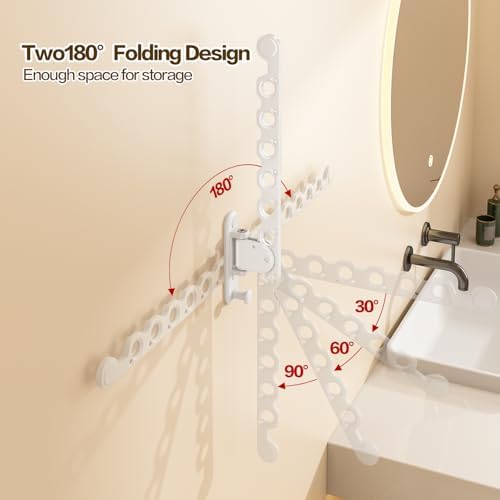 Wall Mounted Clothes Drying Rack, Laundry Clothes Hanger Rack Wall Mounted, Foldable Clothes Rack for Laundry Room, Space Saving Closet Storage Organizer Clothes Hanger Indoor, 1pcs(White) - Image 2