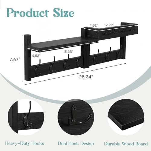 4 Pack Wall Coat Rack with Shoe Rack, 2-in-1 Coat and Shoe Rack Entryway - Image 3