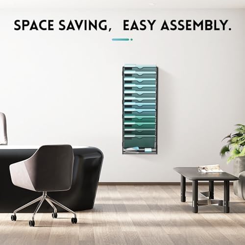 13-Tier Wall File Organizer, Hanging File Holder, Wall Mounted Mail Sorter - Image 5