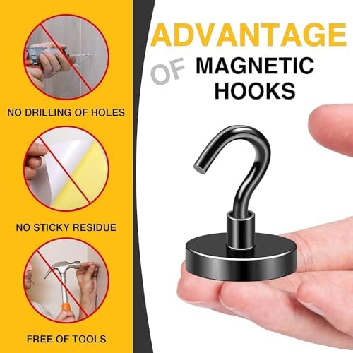 DIYMAG Magnetic Hooks 8pcs 120lbs Cruise Essentials 2026 Magnet Hook Black - Image 5