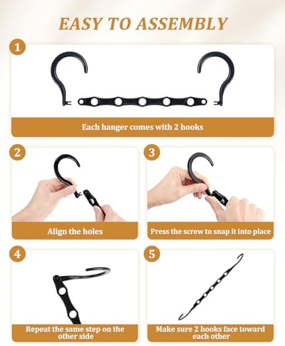 AMKUFO Hangers-Space-Saving 8 Pack Space-Saver, College-Dorm-Room-Essentials for Guys Girls, Smart Hangers for Bedroom Apartment Essentials, Black Plastic Magic Hangers House Organization Must Haves - Image 3