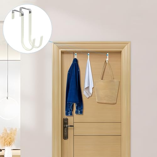FYY Over the Door Hooks, Single-Hanger 4 Pack, Fits Doors 1 3/8" Beige - Image 6