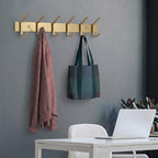 Brushed Gold Wall Mounted Coat Rack – 17 Inch Stainless Steel Rail with 6 Double Coat Hooks for Entryway, Bathroom, Bedroom, Kitchen – Modern Gold Hook Rack for Coats, Hats, Towels - 2 Pack - Image 5