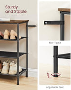 VASAGLE 4-Tier Shoe Rack, 15-18 Pairs, Steel Frame - Image 5