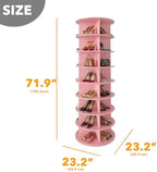 SpaceAid 8 Tier Rotating Shoe Rack Tower, Spinning Shoe Display Lazy Susan, Revolving 360 Shoe Rack Storage Round Carousel, Vertical Handbag Rotate Shoes Closet Organization (8-Tier Pink) - Image 2