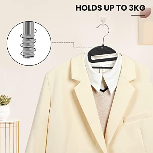 Heavy Duty Plastic Hangers 50 Pack with Non-Slip Design,0.2 Inches Thick,360°Swivel Hook Space Saving Organizer for Bedroom Closet,Shirts,Pants,Strong Enough for Coat(Black- S Shaped) - Image 6