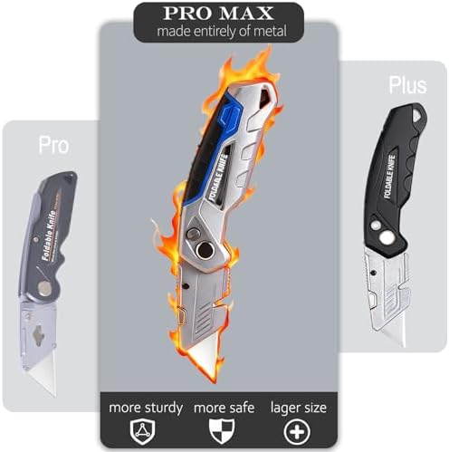 10-Pack Heavy Duty Folding Box Cutter with Blade Storage (Entirety Metal) - Image 3