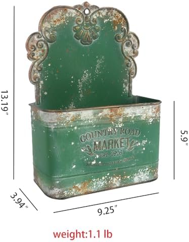 Metal Hanging Storage Baskets Wall Baskets for Mail, Files,Flowers, Books & Accessories, Wall-Mounted Organizer for Entryway, Kitchen, Office, Outdoor Indoor for Farmhouse Decor(Green) - Image 2