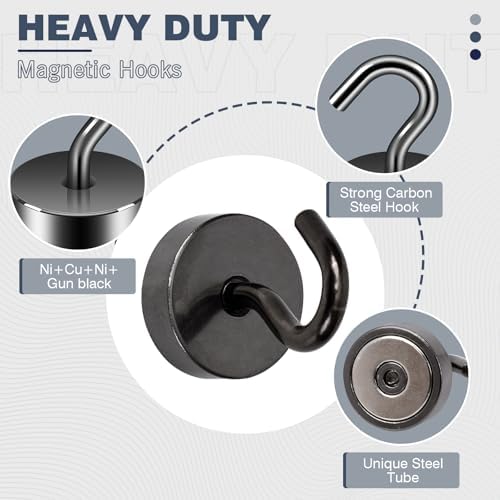 Neosmuk Magnetic Hooks Steel Tube Design for Cruise,40lb+ Gunmetal,10 Pack - Image 5