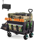 Collapsible Wagon 440lbs Load 42.5" Extra Long with Brake, Cover, Tailgate by HOMECALL