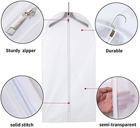 Mskitchen Garment Bags for Hanging Clothes, Clear Plastic Closet Storage Covers with Cedar Balls, 24" x 43"/54”, 6 Pack - Image 3