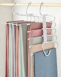 MORALVE Pants Hangers Space Saving - 2 Pack - Non-Slip Multi-Layer Space Saving Hangers - Multifunctional Clothing Rack for Closet Storage - Ideal for Jeans, Trousers, Skirts, Scarves & Slacks (White) by MORALVE