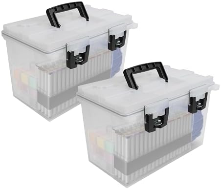 Sheffield 12763 XL Transparent Storage Bins With Lids, 2-Pack Stackable Storage Bins, Made in USA, Lockable and Water-Resistant Containers with Lids, Plastic Containers for Home, Classroom, and Dorm by Sheffield
