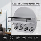 Nekon Key Holder for Wall, 9.8 Inch Round Wall Decor, Gray - Image 3