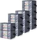 Cosy Family 12 Pack 90L Heavy Duty Extra Large Moving Bags with Reinforced Handle - Strong Handles & Zippers, Storage Totes For Space Saving, Fold Flat, Alternative to Moving Box, Grey by Cosy+Family