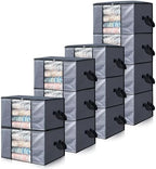 Cosy Family 12 Pack 90L Heavy Duty Extra Large Moving Bags with Reinforced Handle - Strong Handles & Zippers, Storage Totes For Space Saving, Fold Flat, Alternative to Moving Box, Grey by Cosy+Family