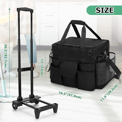 LoDrid Rolling Cleaning Caddy with Lid and Detachable Trolley, Black - Image 6