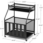 Garage Sports Equipment Organizer with Wheels - Garage Ball Storage with Elastic Rope and 6 Hooks - Home Gym Storage for Basketball Soccer - Outdoor Storage Rack for School Playground (Black) - Image 2