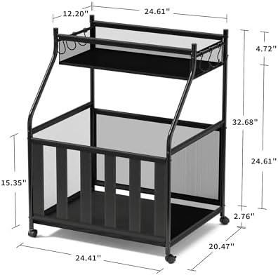 Garage Sports Equipment Organizer with Wheels - Garage Ball Storage with Elastic Rope and 6 Hooks - Home Gym Storage for Basketball Soccer - Outdoor Storage Rack for School Playground (Black) - Image 2