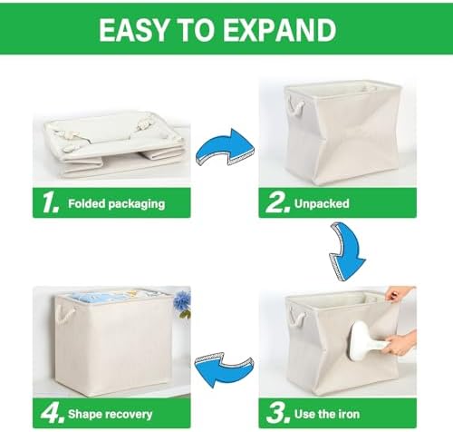 Bidtakay Extra Large Storage Baskets for Organizing Clothes Storage Bins 3 Pack Fabric Storage Bins for Shelves Linen Collapsible Organizer for Closet-Light Biege - Image 6