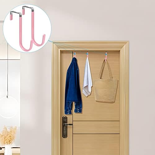FYY Over the Door Hooks, Single-Hanger 4 Pack, Fits Doors 1 3/8" Pink - Image 6