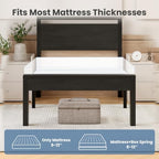 Sweetcrispy 14 Inch Twin Bed Frame with Wood Headboard, Black - Image 6