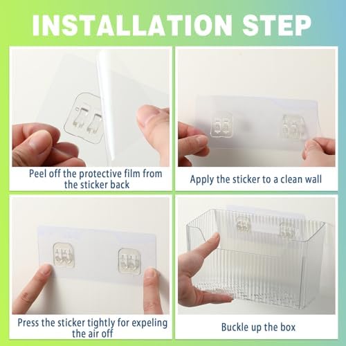 SiliFine 8 Pcs Cabinet Door Organizer Bin Wall Mount Organizer,3.94'',Clear - Image 5