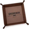 Lifetime Creations Personalized Groomsman Valet Tray - Custom Gifts for Groomsmen Proposal, Vegan Leather Catchall Wedding Gifts (Brown, Bow Tie Design) by LifetimeCreations