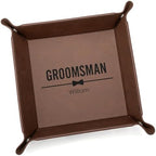 Lifetime Creations Personalized Groomsman Valet Tray - Custom Gifts for Groomsmen Proposal, Vegan Leather Catchall Wedding Gifts (Brown, Bow Tie Design) by LifetimeCreations