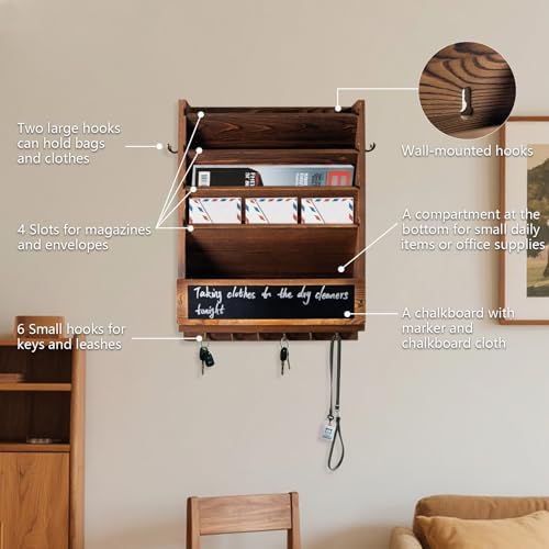Rustic wall mail organizer,Key and Mail File Holder for Wall Mount - Image 3