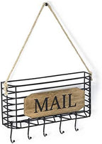 SRIWATANA Mail Organizer Wall Mount, 5 Key Hooks, Small, Carbonized Black by SRIWATANA