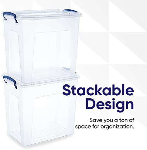 Superio 14.7 Quart Clear Plastic Storage Boxes with Lids, Stackable Organizer Containers, BPA-Free Storage Bins for Home, Office, School & Dorm, 4 Pack - Image 3