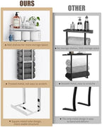 Aetyord Towel Racks for Bathroom - Wall Mounted Metal Rack with Wood Plank, Bathroom Storage Organizer, Towel Holder Stores 6 Large Rolled Towels Easily, Silver with White Plank - Image 5