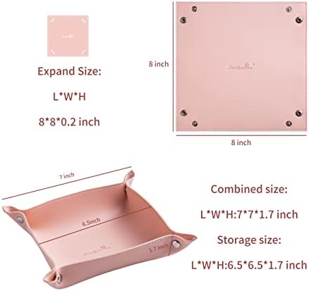 Leather Jewelry Valet Tray for Women and Man (Pink-B) - Image 2