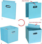 Yunkeeeper storage bins Cubes, Fabric Cube Organizer with Handle, Foldable Cube Bins for Cloth or Accessary Storage, 11x11x11, Set of 6, (Blue - Image 5