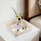 GORESE Square Nightstand Tray Perfume Organizer, Leather Decorative Tray, Purse Bowl Catch All Trays for Trinket Keys, Valet Jewelry Trays for Vanity, Gift for Women & Men, Cream White(9.3'' × 9.3'') - Image 2