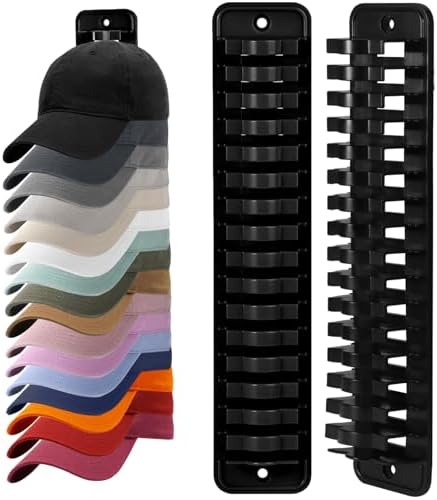 MAGTSMEI Baseball Cap Organizer for Wall, 1 Pack Hat Rack for Closet & Door, Vertical Hat Holder with Large Capacity, Space Saving Cap Display Rack, No Damage to Hat Brim (Black) by MAGTSMEI