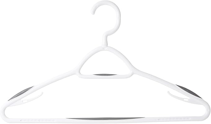 Set of 5 Deluxe Non Slip Hangers by Neatfreak! - Space Saving Hangers for Clothes, Pants, Jackets and Shirt 5 Pack,White/Grey - Image 2