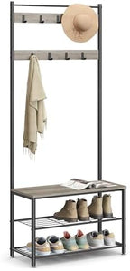 VASAGLE Coat Rack, Hall Tree with Shoe Storage Bench, 3-in-1, Steel Frame by Unknown