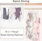 Resovo Bra Hanger for Closet, Tank Top Hanger 20 Hooks Capacity Foldable Wood Space Saving Hangers Closet Organizers and Storage for Dorm & Apartment for Tank Top, Bra, Scarf etc. - Image 6