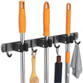 CUXIXA Mop and Broom Holder Wall Mount, Upgraded Broom Organizer Wall Mount, Stainless Steel Broom Hanger Wall Mount for Kitchen Garden Laundry Room Decor (3 Racks with 4 Hooks Black) by CUXIXA